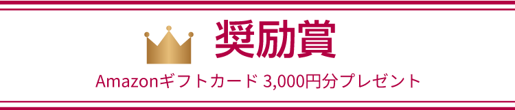 奨励賞 Amazonギフトカード 3,000円分プレゼント