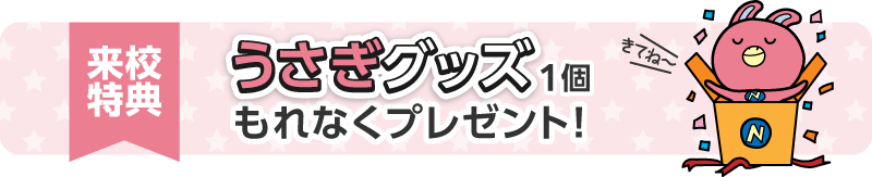 来校でもらえる　うさぎグッズ