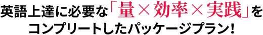 英語上達に必要な「量×効率×実践」をコンプリートしたパッケージプラン！