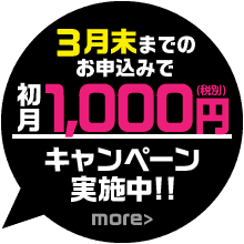 今なら初月1,000円キャンペーン実施中