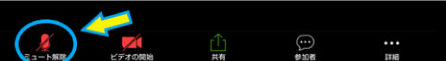 ミュートを解除　スマートフォン画面