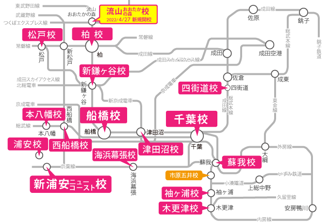 千葉県周辺の路線図