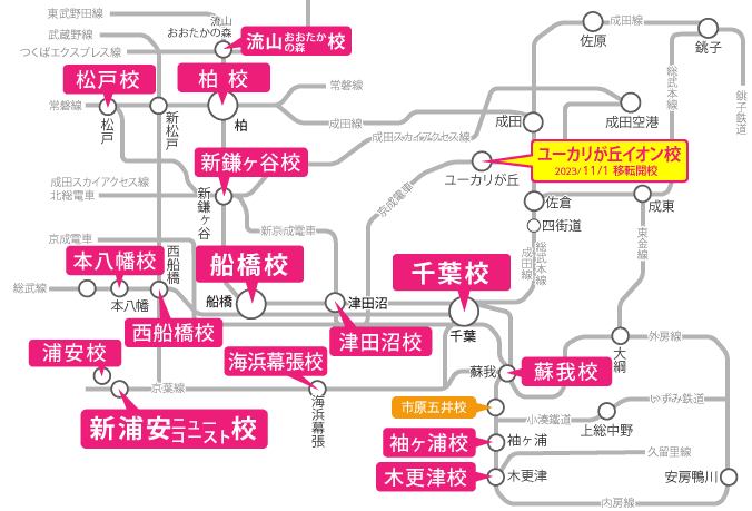 千葉県周辺の路線図