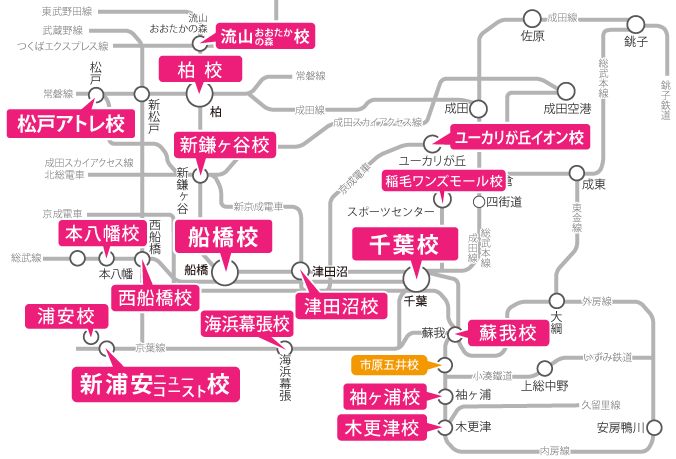 千葉県周辺の路線図