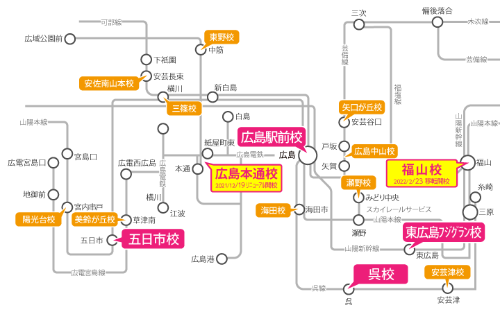 広島県周辺の路線図