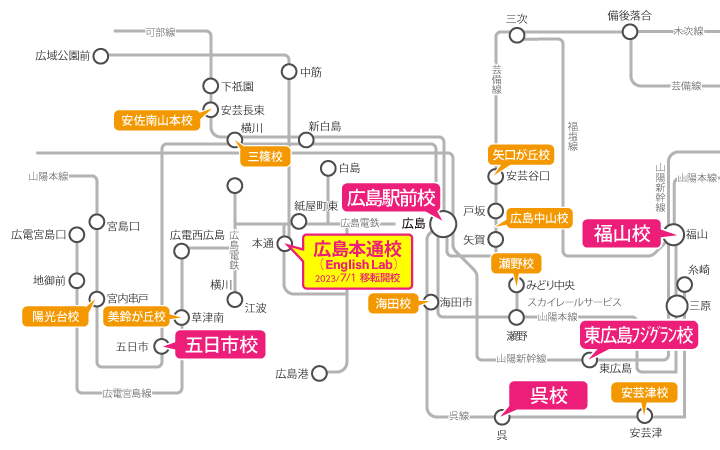 広島県周辺の路線図