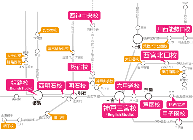 兵庫県周辺の路線図
