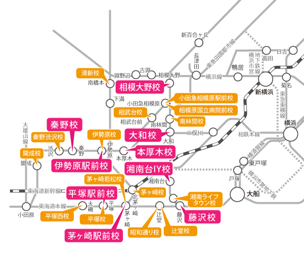 神奈川県周辺の路線図