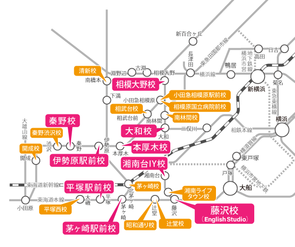 神奈川県周辺の路線図