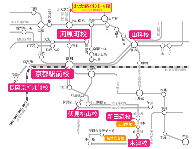 京都府周辺の路線図