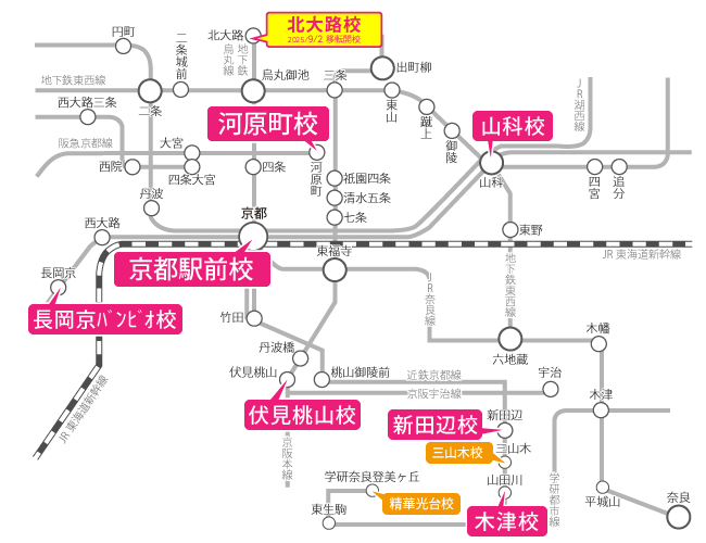 京都府周辺の路線図
