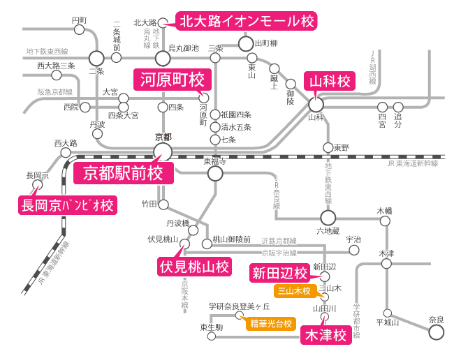 京都府周辺の路線図