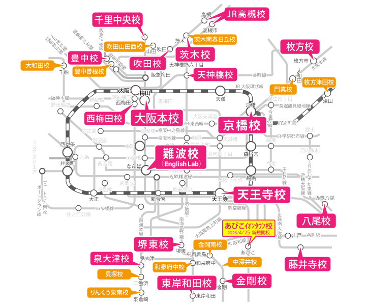 大阪府周辺の路線図