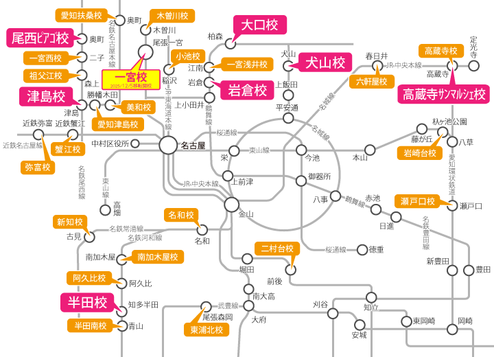 尾張周辺の路線図