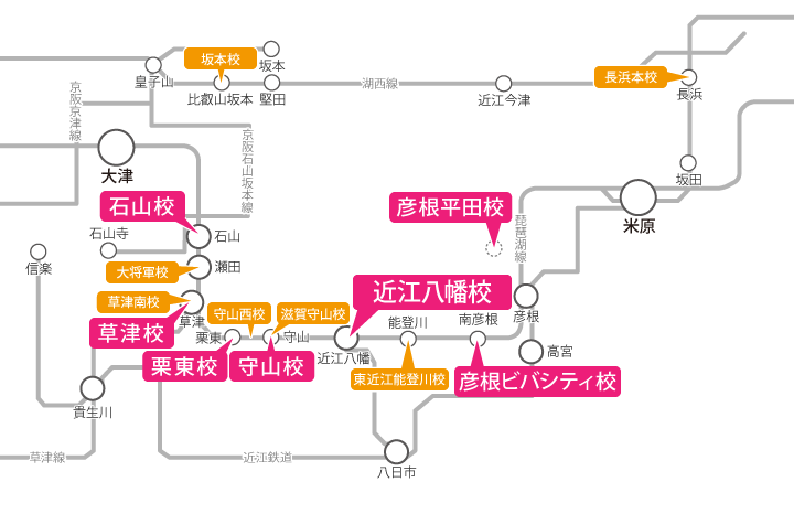 滋賀県周辺の路線図