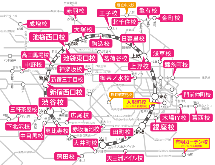 東京都23区周辺の路線図
