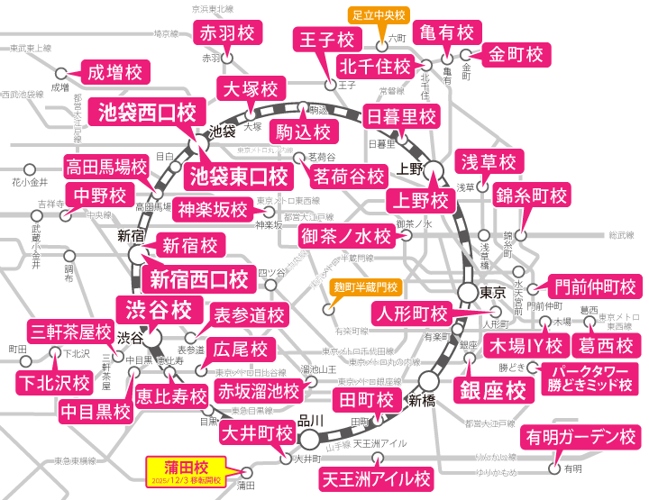 東京都23区周辺の路線図