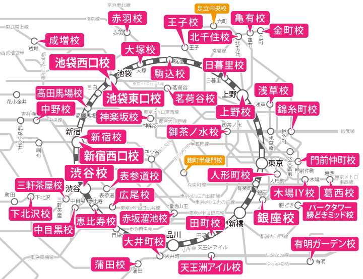 東京都23区周辺の路線図